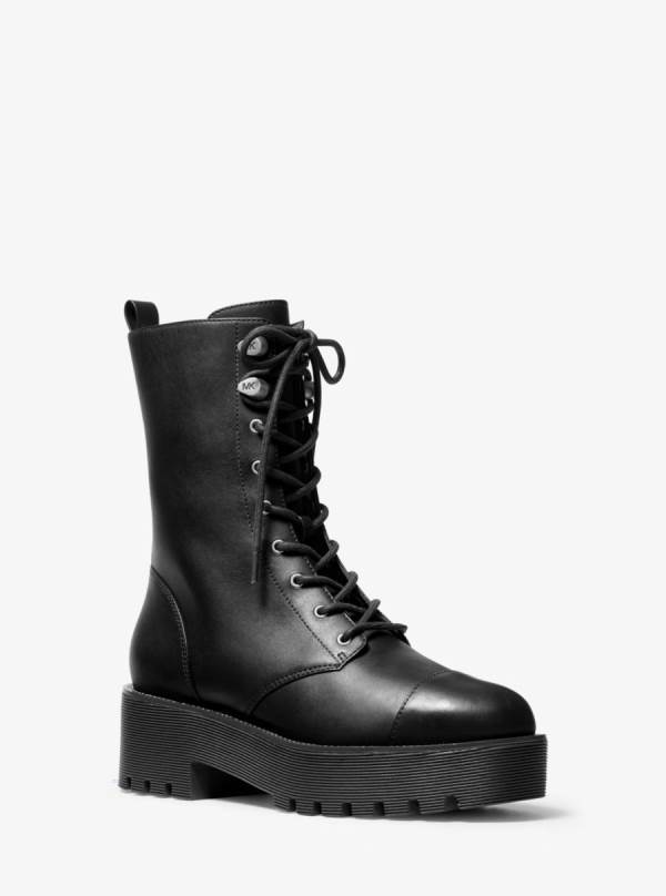 Damske Bojové topánky Michael Kors Bryce Leather Platform Čierne - Topanky Michael Kors Nejlevnejsi | AUKXL-1975